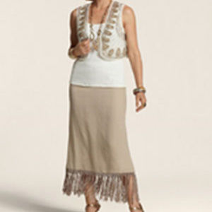 CHICO'S Fringed Francesca Skirt NWT